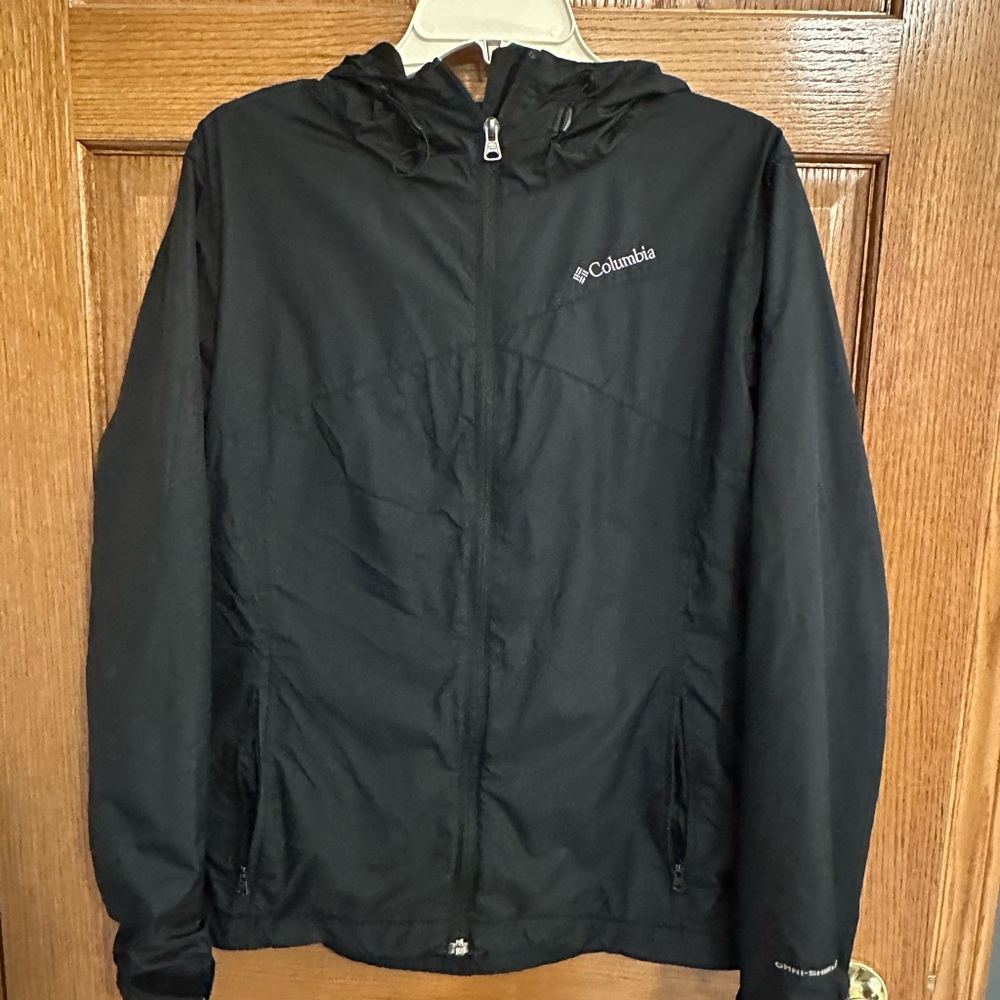 Columbia Men's Black Hooded Rain Jacket